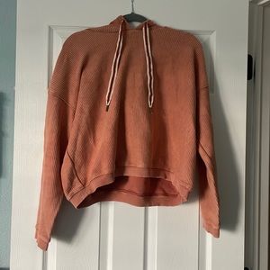 Aerie Ribbed Cropped Orange Hoodie